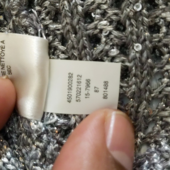 White House Black Market|Sequin Ombre Twofer Crew Neck Sweater Back Slit Shimmer - Picture 13 of 16